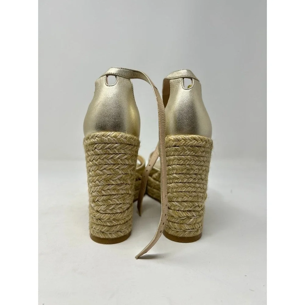 STUART WEITZMAN Nudistcurve Metallic Espadrille Wedge Sandals 6 - Picture 4 of 9